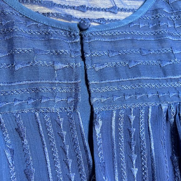 💙Vibrant Royal Blue -Radiant Chic Woven A-Line Crewneck Long sleeve Blouse 2X💙 - Picture 5 of 14